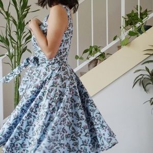 Floral print midi dress with pockets